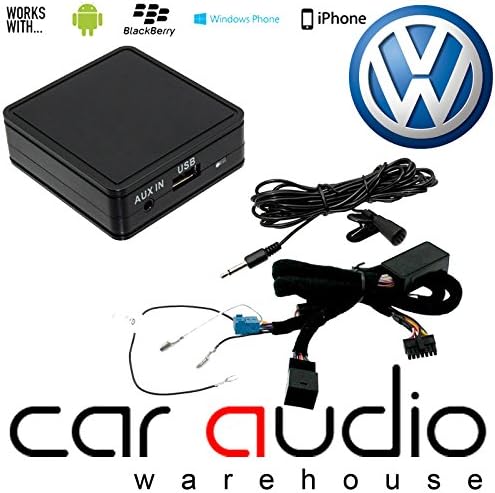 Volkswagen EOS Golf Jetta Passat Sharan Tiguan Touareg Transporter Touran Scirocco - Bluetooth Streaming iPhone - Smartphone - Android Aux In Music Interface &amp; Handsfree Calling Adaptor
