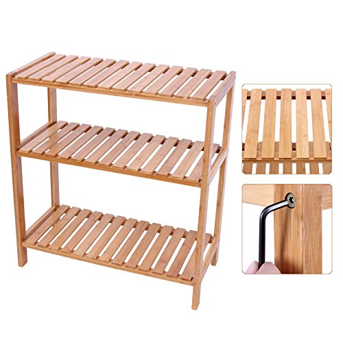 Songmics 3 Ablagen Badregal Badezimmerregal Küchenregal Schuhregal Standregal Bambus Regal 59 x 26 x 66 cm BCB33Y - 8
