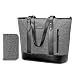 Produktbild FOSTAK Damen Handtasche Umhängetasche Aktentasche Messenger Bag Reisetasche Shopper Frauentasche Schultertasche Tote Bag Businesstasche Arbeitstasche Laptoptasche für 15 Zoll Laptop,Linien Grau