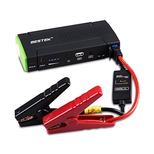 BESTEK 13600mAh Auto Starthilfe 400A Spitzenstrom Autostartgerät Jump Starter mit USB Anschluss und LED Taschenlampe, Externer Akku für Smartphone, Tablet PC