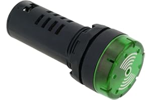 BEMATIK.COM BeMatik - Pilote LED indicateur Clignotant avec Buzzer-Alarme 22mm 220 VAC pour Panneaux Lumiere Vert