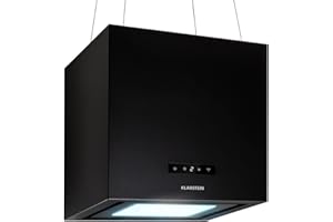 ‎KLARSTEIN Klarstein Dunstabzug, Insel-Dunstabzug Freihängend, Abluft/Umluft Dunstabzug zur Deckenmontage, Moderne Dunstabzugshaube mit 3 Stufen, 595m³/h Luftstrom & App Steuerung, Inselhaube für die Decke