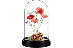 AHANDMAKER Cloche globe en acrylique avec base noire pour figurines, fleurs, plantes, bouquets, photos, décorations de table de mariage - 11,6 x 18,5 cm