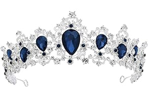 minkissy Barocke Brautkrone Aus Silber Und Blau Eleganter Haarschmuck Für Hochzeiten Und Partys Modisches Accessoire Für Damen Einzigartiger Kopfschmuck Für Besondere Anlässe