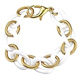 Jacques Lemans Damen Armschmuck Stahl vergoldet mit Keramik Edelstahl 20cm Glänzend Zirkonia gelb 490060005