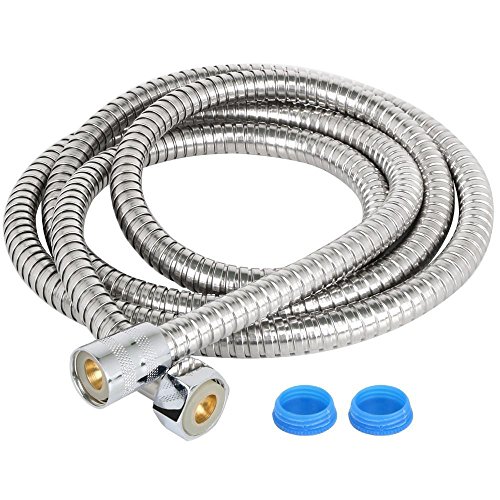Yahee Flexible en Acier Inoxydable Tuyau de Douche Flexible de Douche 2 m Chromé verdrehsicher, avec 2 Anneaux Joint Standard pour Salle de Bain