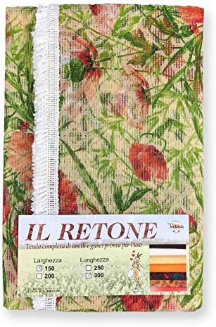 Network Curtain Mosquito net Outdoor Garden retone Flower Beige cm.150 x 250