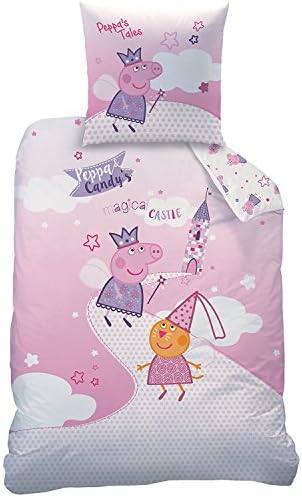Peppa Pig Fairytale Bedding Set: 100% Cotton Duvet Cover (140 x 200 cm) + Pillowcase (63 x 63 cm)