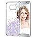 Price comparison product image Galaxy S7 Case, Wuloo Samsung Galaxy S7 Glitter Case Protective Crystal Hard Cover Fashion 3D Creative Cute Clear Shiny Design Flowing Liquid Floating Luxury Bling Glitter Sparkle Love Heart Shell for Girls Ladies Children Gift