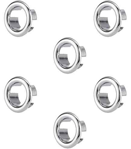 Sonku 8 Stück Überlaufabdeckung Für Waschbecken - Universelle Runde Abdeckblende Aus Kunststoff (silber)