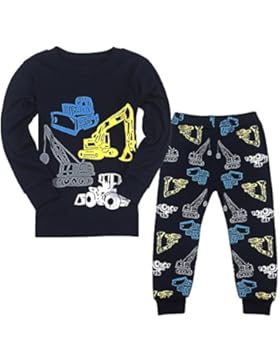 Qtake Fashion Jungen Schlafanzug Baumwolle Lange Herbst Winter Kinder Pyjama