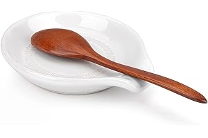 HONZUEN Spoon Rest Kitchen, Ceramic Spoon Rest, Spoon Holder Stand Utensil Rest for Kitchen Counter,Small Smooth Cooking Utensil Rest for Spoons/Shovels/Colanders/Egg Whisks, White