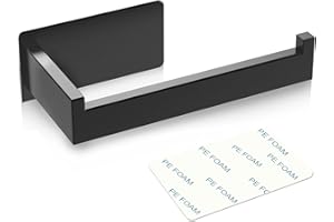 Porta Carta Igienica Nero da Muro - HAUSPROFI Portarotolo Carta Igienica Adesivo - Portacartaigienica Bagno in Acciaio Inox - Porta Rotolo Carta Igienica Senza Foratura per Toilette