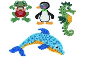 Hama Midi Stiftplatten Set 24 - Wassertiere Set - Seepferd,Pinguin,Delphin,Frosch + 100 Gratis Perlen