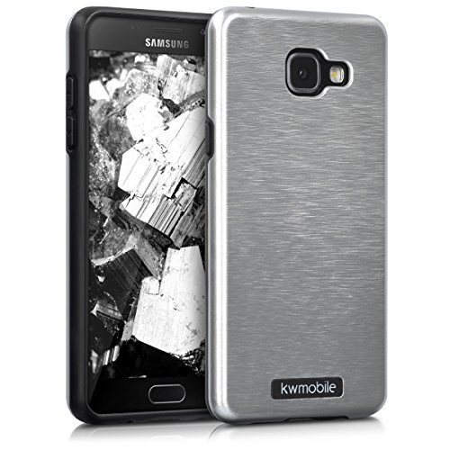 kwmobile Funda para Samsung Galaxy A5 (2016) - Carcasa [híbrida] de [TPU] con diseño de Aluminio Cepillado en [Plata]
