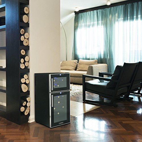 Klarstein Reserva 21 Weinkühlschrank Getränkekühlschrank (2 programmierbare Kühlzonen, 56 Liter, 21 Flaschen, Touch-Bediensektion, LCD-Display, blaue LED-Innenbeleuchtung) schwarz - 5