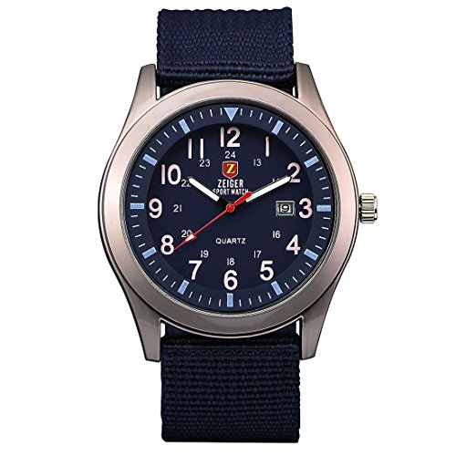 ZEIGER Militr Serie Herren Uhr Analog Quarz Sport Armbanduhr Datum Anzeiger W284