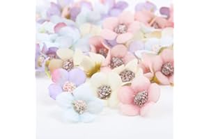 VINFUTUR 80 Stücke Künstliche Blumen Gänseblümchen Blütenköpfe Kunstblumen Blumenköpfe Bunt Mini Seidenblumen für Basteln Scrapbooking Hochzeit Party Home Deko - Zufällige Farbe