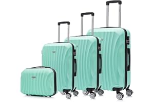 RAYKONG Juego de Maletas ABS Rígida 3 Piezas|Maleta Cabina 55cm|Maleta Mediana 68cm|Maleta Grande 78cm|Neceser 29cm|Menta