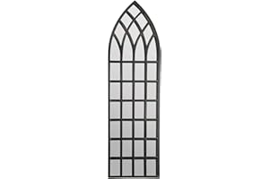 MirrorOutlet Large Metal Arched Black Outdoor Mirror Frost Protected 4ft7 x 1ft6 140 x 40.5cm