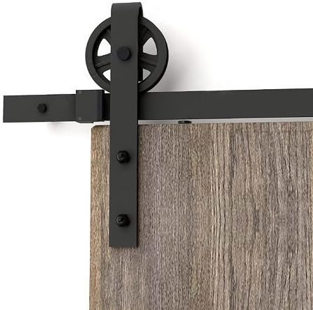 AiHom 183cm Big Wheel Black Coated Sliding Wood Doors Kit Set Rustic Sliding Barn Door Track Rail Hardware Kit