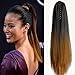 Neverland 20"(50cm) Ombre Two Tone Long Straight Clip in/on Wavy Ponytail Pony Tail Hair Extension Hairpiece Claw 1B#/27#