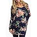 Produktbild Hansee Frauen Floral Bluse Plissee Langarmshirts Casual Tunika Shirts für Mutterschaft T-Shirt (L)