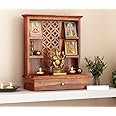 Santosha Decor Wall Mounted, Free Stand, Pooja, Mandir, Sheesham (Rosewood) Solid Wood Home Temple (Brown), 63.5 Cm, 26.67 Cm