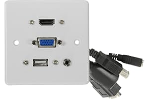 AV:LINK AV Link Placa de Pared HDMI+VGA+3.5mm+USB, Color Blanco