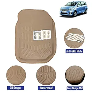 Kingsway 4D Car Floor Mats for Maruti Suzuki Ertiga (Model Year : 2016-2018) (Beige Color)