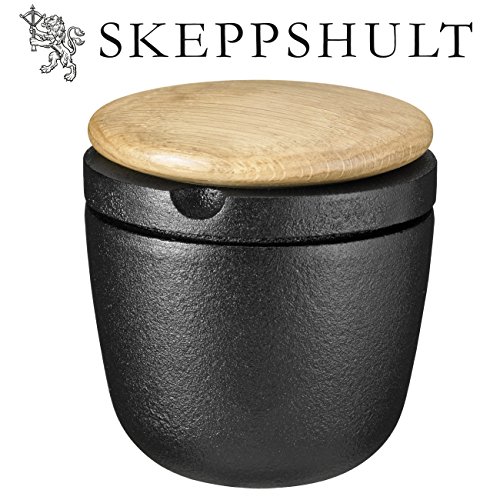 Skeppshult Swing Pfeffermühle und Kräutermühle aus Gusseisen inkl. Bähr Tigerpfeffer, Deckel Eiche