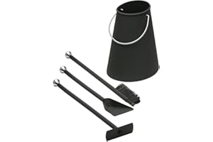 Morsø Ellipse Fireplace Companions - High Quality Designer Fireplace Set, 4-Piece Fireplace Set with Shovel, Broom and Fire Hook/Blow Pipe & Bucket, Black