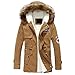 Produktbild Amphia Herren Lang Wintermantel Warm Steppjacke Baumwollmantel - Men es Winter Leisure Hoodie alphabetische DruckMittel Lange SAMT Baumwollmantel(Khaki,M)