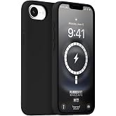 Buff iPhone 16E Uyumlu Magsafe Uyumlu Rubber Fit Silikon Kılıf, Yumuşak, Kablosuz Şarj, Tam Koruma (Black)