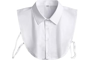 EIHI Camicia Donna, Colletto Staccabile, Falso Mezzo, Cravatta Unisex (Bianco)