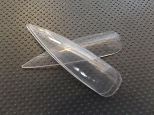 50 x Top Quality False long length Full Coverage Extreme Stiletto Point Tip French false nails, 10 different sizes (5 of each size) & small glue by Fat-Catz-copy-catz (50x Pointed Clear Nails)