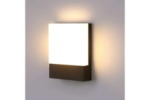 Lightsjoy 18W Outdoor Wall Light IP65 Waterproof Outside Wall Lights Black Exterior Wall Sconce Light for Garden Patio Balcony Courtyard Gate Bulkhead Wall Light Outdoor Metal Wall Lamp - Warm White