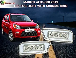 Selifaur - High Brightness 4 LED DRL Fog Lamp Assembly with Chrome Finishing Plastic Ring for Alto 800 2019