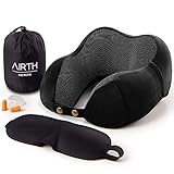 AIRTH® Reise-Nackenkissen Nackenhörnchen aus Memory-Schaum-Stoff optimal stützend Dank Memory-Foam | Premium Reisekissen mit GRATIS Schlafmaske und Ohrenstöpsel - schwarz AIRTH® Reise-Nackenkissen Nackenhörnchen aus Memory-Schaum-Stoff optimal stützend Dank Memory-Foam | Premium Reisekissen mit GRATIS Schlafmaske und Ohrenstöpsel - schwarz