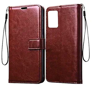 RJR Vintage Leather Flip Case Cover for Xiaomi Redmi Note 10 / Xiaomi Redmi Note 10s | Protactive Case| Wallet Stand| Card Slots| Flip Case with Holder for Xiaomi Redmi Note 10 / Xiaomi Redmi Note 10s -Brown