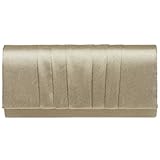  CASPAR Fashion Collection CASPAR TA390 elegante Damen Satin Clutsch Tasche Abendtasche mit vertikalen Falten, Farbe:gold;Größe:One Size
