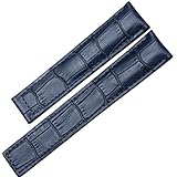 20 mm Alligator geprägt Deployment Uhrenarmband Leder blau für Faltschließe