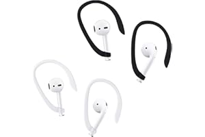 Hukneqn Crochets pour écouteurs AirPods, 2 paires, compatibles avec AirPods 1, 2, 3, 4, Pro, Pro 2, antidérapant, sportifs, silicone, noir et blanc