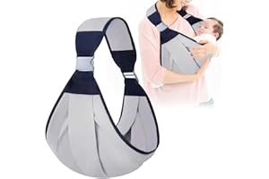 Newtic Baby Tragetuch, Verstellbare Babytrage, Bequem und atmungsaktiv，mit Dicken Schultergurten, Multifunktionale Babytrage, Neugeborene ab geburt, Grau