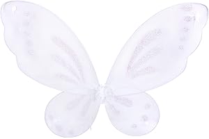 Nenjindz Ali da Fata Adulto Bambina Costume Halloween, 1 Pezzi Ali Farfalla Donna Ali da Angelo Bianco Accessori Carnevale per Natale Feste（58 * 44cm）