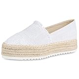 plateau slipper schwarz  SCARPE VITA Damen Bast Espadrilles Plateau Slippers Glitzer Slip Ons Schuhe 155550 Silber 38