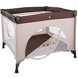 TecTake Baby Laufstall Babybett Kinder Reisebett | inkl. Schlafunterlage + Transporttasche | braun coffee - 3