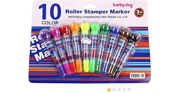 Praxon Kids Drawing Sketch Pen With Roller Stamp With Water Based Ink For Return Gift For Kids Dual Tip Marker Set Highlighter Sketch Pen 2 In 1 Combo Marker Pen