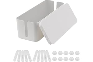 AWBEOT Scatola Cavi, Scatola di Gestione dei Cavi, Scatola Portacavi, Scatola Nascondi Cavo, Organizzatore Raccogli Cavo, Materiale PP Isolante (Bianco, Grande)