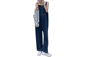 Minetom Salopette Décontractée en Denim pour Femme Salopette en Jean Ample Combinaison Jumpsuit Overalls avec Poches